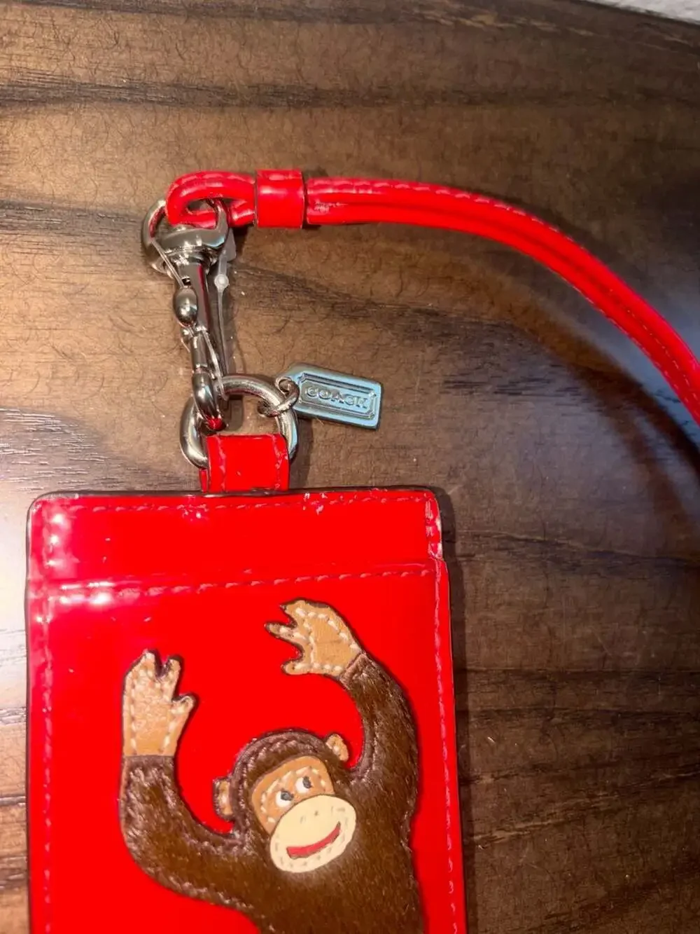 Coach Monkey Vintage Lany ID Case Red